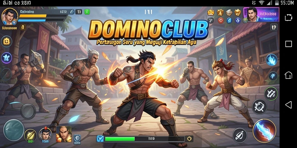 Tampilan gameplay DOMINOCLUB yang seru dalam pertarungan Fighting.