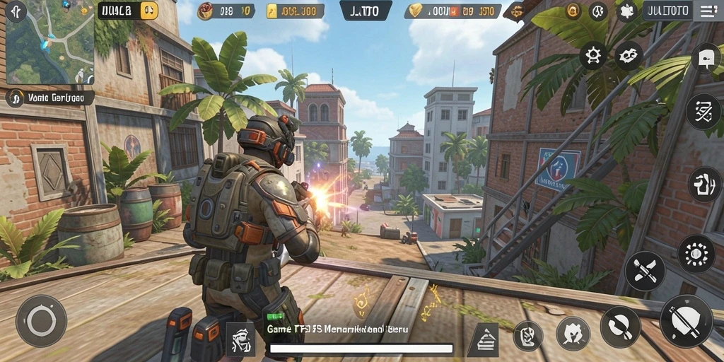 Screenshot gameplay JUALTOTO yang menunjukkan aksi tembak-tembakan seru.