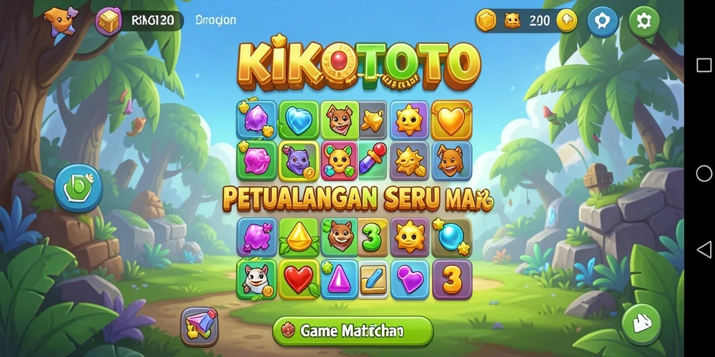 Gameplay seru KIKOTOTO dengan tantangan Match-3 yang mengasyikkan.
