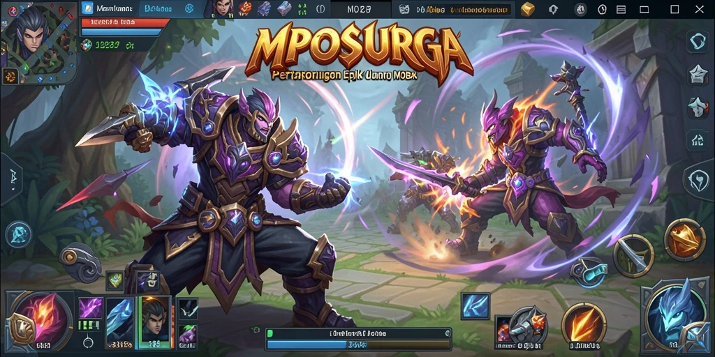 Tangkapan layar MPOSURGA menampilkan aksi pertarungan MOBA yang menegangkan.