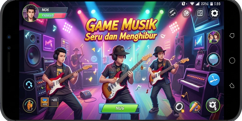 Tampilan gameplay N06 yang penuh warna dan interaktif.