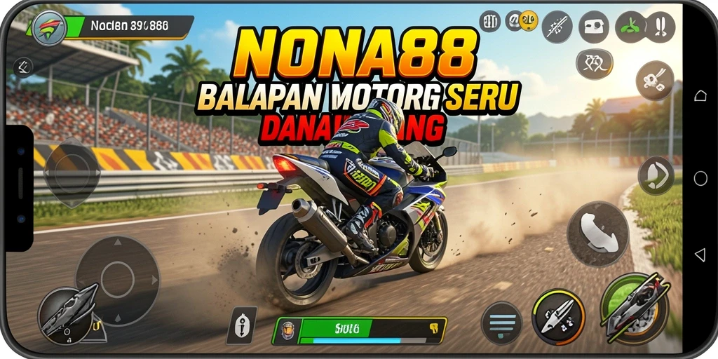 Screenshot NONA88 menampilkan aksi balap motor yang seru dan mendebarkan.