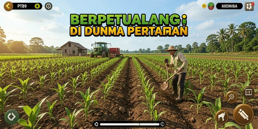 Tampilan screenshot PT89 menunjukkan aktivitas seru di kebun.