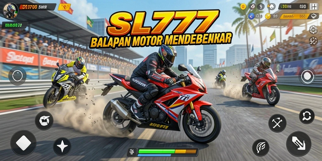 Tampilan gameplay mendebarkan dari balapan motor di SL777.